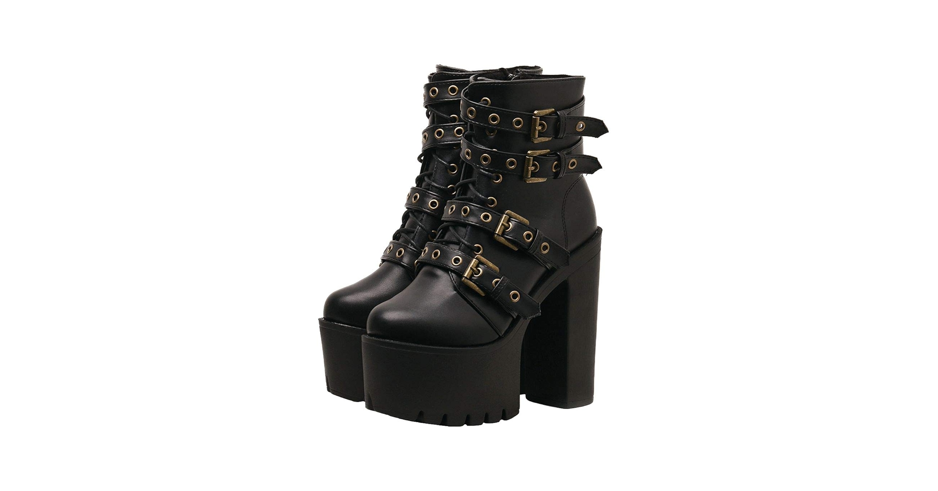 極美品✨AMERI UND ELASTIC SHORT BOOTS ブラック Amazon.com | AIMODOR Womens Gothic Platform Boots Strappy